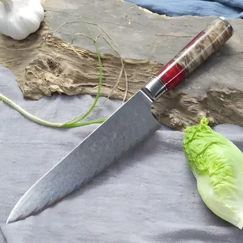 Kuchyňský nůž IZMAEL Damaškový kuchyňský nůž HA 14032 Chef/Červená 19 cm