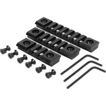 Sportovní střelba A.C.M. Set tří hliníkových odlehčených RIS lišt pro KeyMod předpažbí - 3,5,7 slotů - černé
