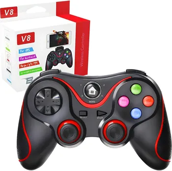 Gamepad Bezdrátový ovladač (V8) Bluetooth V4.0, 2.4G 400mAh Červená