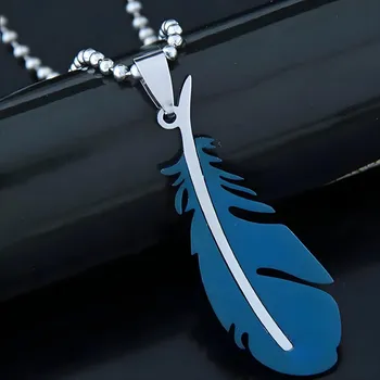 Náhrdelník IZMAEL Náhrdleník SI 34157 Feather Modrá KP34157