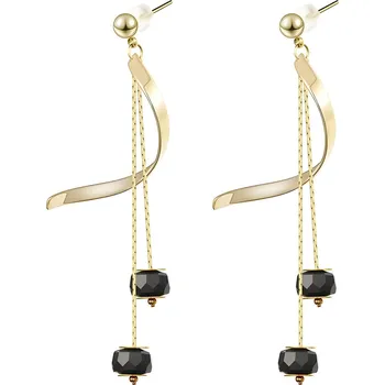 Náušnice IZMAEL Náušnice TI 21669 Zlatá/Černá KP21669