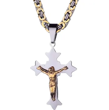 Náhrdelník IZMAEL Pánský náhrdelník LO 32537 Cross Zlatá/Stříbrná KP32537