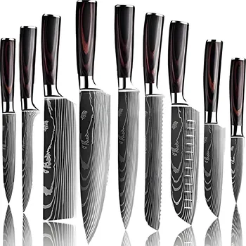 Kuchyňský nůž Sada kuchyňských nožů BL 18574 9ks Černá Hnědá