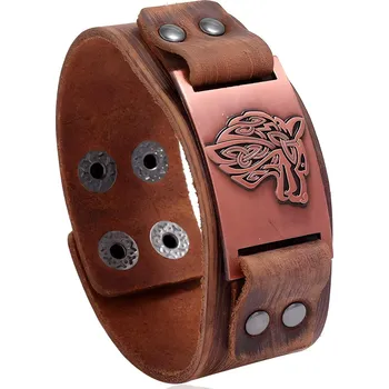 Náramek IZMAEL Pánský náramek Brave Wolf/Hnědá 2 KP34341