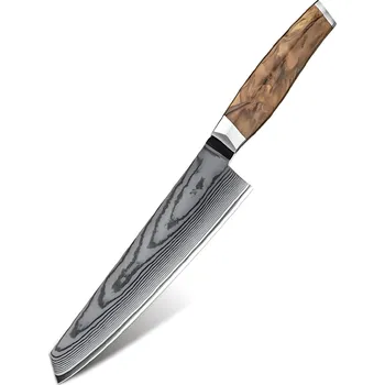 IZMAEL Damaškový kuchyňský nůž ZE 37559 Kiritsuke/Hnědá 20.5 cm