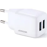 JoyRoom síťová nabíječka 2 x USB + rychlé nabíjení 12W, 2,4A Bilá