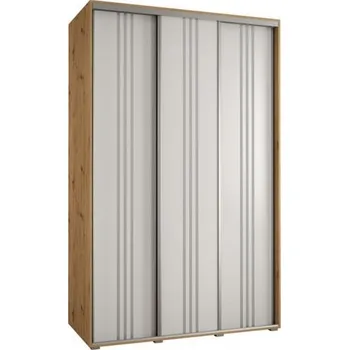 Šatní skříň Šatní skříň s posuvnými dveřmi DAVOS 6, 160cm | DUB Artisan / bílá / stříbrné