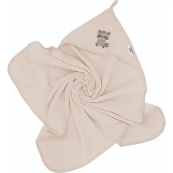 Osuška s kapucí a oušky Mýval, 100x100 cm - béžový