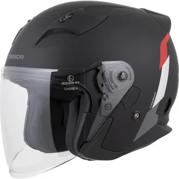 Helma na motorku Přilba Reflex 2.0 Safety, CASSIDA (černá matná/červená/šedá/stříbrná reflexní) 2026 S (55 až 56 cm)