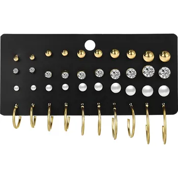 Náušnice IZMAEL Sada Náušníc MA 28118 Zlatá KP28118