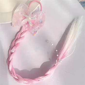 Gumička do vlasů ST 38419 s copánkem Růžová/Typ 3