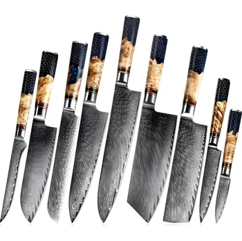 Sada damaškových kuchyňských nožů HO 21769 Hnědá Modrá