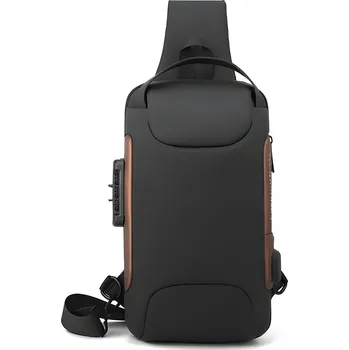 Taška přes rameno s USB nabíjením proti krádeži TO 25611 Černá/Hnědá