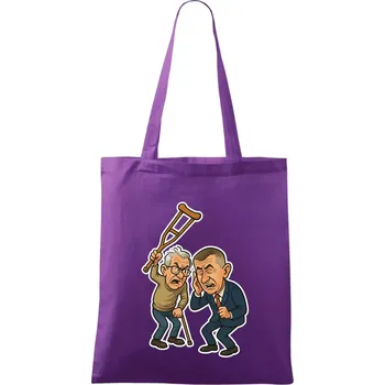 Nákupní taška Babiš a berle - Taška bavlněná - 42 x 38 cm ( Fialová )