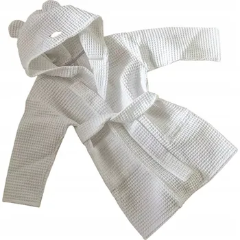 Dámský župan Dětský župan s kapucí Bílý 122 128 Vaflový Dlouhý rukáv