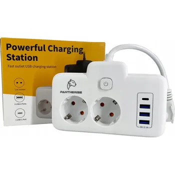 Elektrická zásuvka Zásuvková lišta Pantherise Wall Charge 6v1 2 ZÁSUVKA 3x USB-A 1x USB-C
