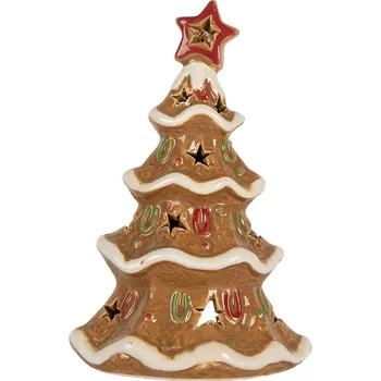 Svícen Clayre & Eef - Keramický svícen na čajovou svíčku CHRISTMAS TREE 6CE2362