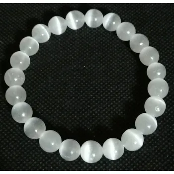 Náramek Selenitový náramek bílý 8 mm – ochranný minerál pro očistu a klid