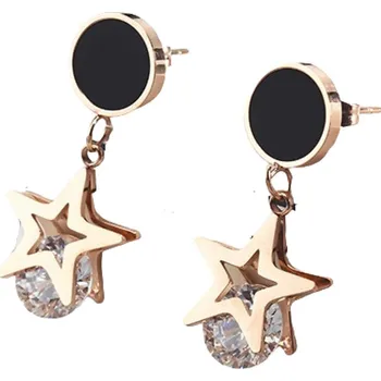 Náušnice IZMAEL Náušnice DA 18797 Zlatá/Černá KP18797