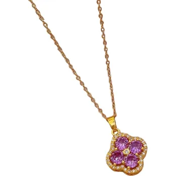 Náhrdelník IZMAEL Náhrdelník NA 21761 Zlatá/Fialová KP21761
