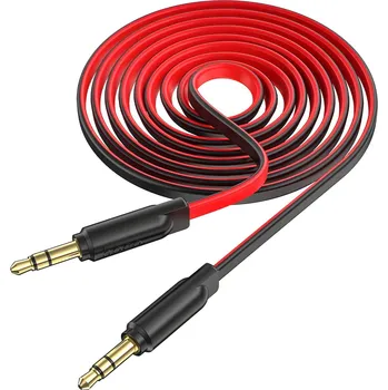 Audio kabel HOCO propojovací kabel 3,5mm na 3,5mm 1m Černá/Červená
