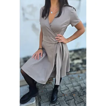 Dámské šaty Kulišárny Úpletové zavinovací šaty s kolovou sukní PÍSKOVÁ VELIKOST: 40-42