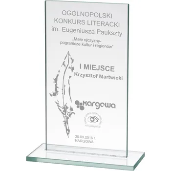 Váza Skleněná statuetka SKLO s gravírováním 19 Cm