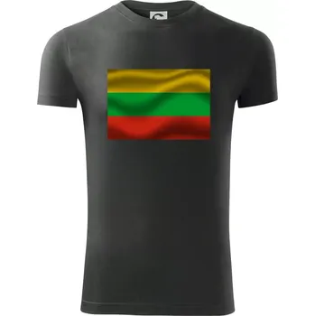 Pánské tričko Litva vlajka obdélník - Viper FIT - Pánské zůžené tričko - XL ( Tmavá břidlice (šedá se zeleným nádechem) )