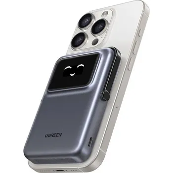 Powerbanka UGREEN Uno MagSafe/Qi2 Powerbanka se stojánkem, 10000 mAh, 20W, tmavě šedá
