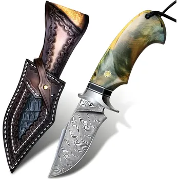 lovecký nůž Damaškový lovecký nôž HARAHU RY-26626 - Zelená