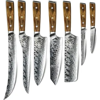 Sada damaškových kuchyňských nožů YU 37494 Hnědá