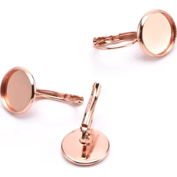 Materiál na výrobu šperku Mechanické háčky 304 s lůžkem 10mm Růžovo Zlaté - 1ks - 1Ks