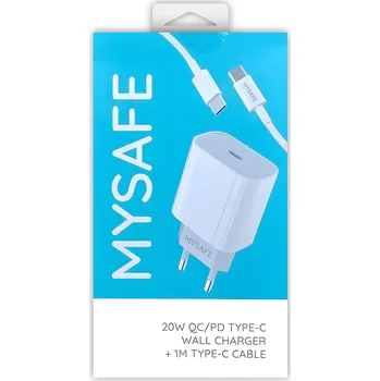 MySafe 20 Síťová nabíječka L77 Typ C + Kabel Typ C 1m Bílá