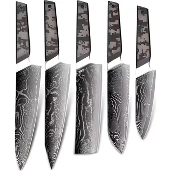 Kuchyňský nůž Sada damaškových kuchyňských nožů TA 37579 Černá Šedá