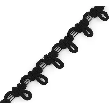 Prýmek s pružným očkem na knoflíky šíře 15 mm, barva 2 černá