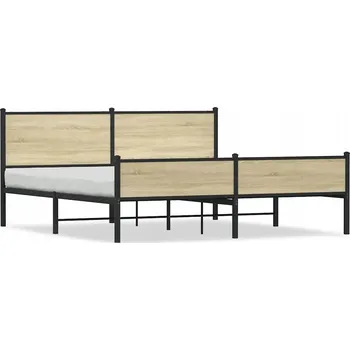 Postel Rám postele ocelový 180x200 dub sonoma