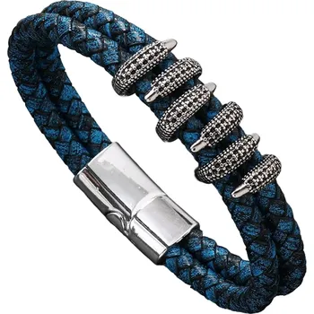 Náramek IZMAEL Pánsky náramek HA 33332 Modrá/Stříbrná KP33332