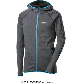 Pánská mikina Progress Pánská celopropínací mikina s kapucí JORDAN šedá/tyrkysová Velikost: XXL