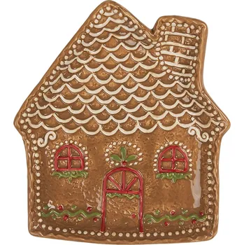 Talíř Clayre & Eef - Keramický dezertní talíř GINGERBREAD HOUSE 6CE2360