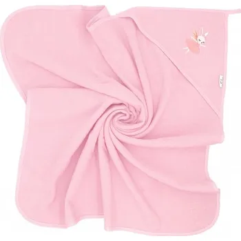 Osuška s kapucí a oušky Baletka, 100x100 cm - růžová