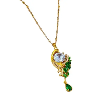 Náhrdelník IZMAEL Náhrdelník EM 23310 Zlatá/Zelená KP23310