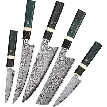 Sada damaškových kuchyňských nožů ZE 37498 Zelená Černá