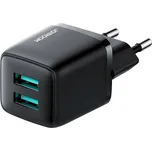 JoyRoom síťová nabíječka 2 x USB + rychlé nabíjení 12W, 2,4A Černá