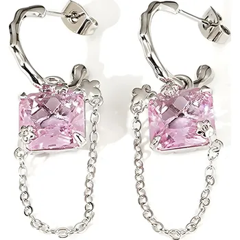 Náušnice IZMAEL Náušnice NA 20889 Stříbrná/Růžová KP20889