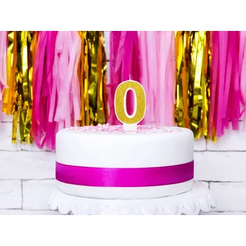 Svíčka Nula zlatá dortová svíčka SCU3-0-019B - Partydeco