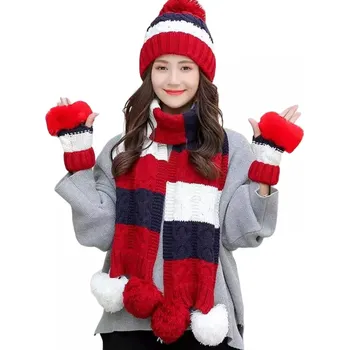 Čepice Zimní pletený set Červená