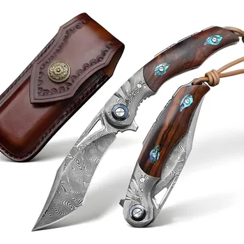 Kuchyňský nůž IZMAEL Damaškový lovecký skládací nůž HARAHU YU 29045 Hnědá 9.5 cm