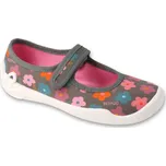 Befado dívčí balerínky šedé, kytičky vel.33