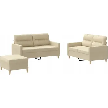 Pohovka Krémová dvoumístná pohovka s podnožkou, 138x77x80 cm + podnožka 70x55x41 cm