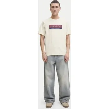Pánské oblečení Jack & Jones T-Shirt Rinwood 12283628 Écru Regular Fit XL